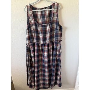 Bloomchic Dress Womens US 22 24 Plaid Sleeveless Scoop Neck Casual Trendy